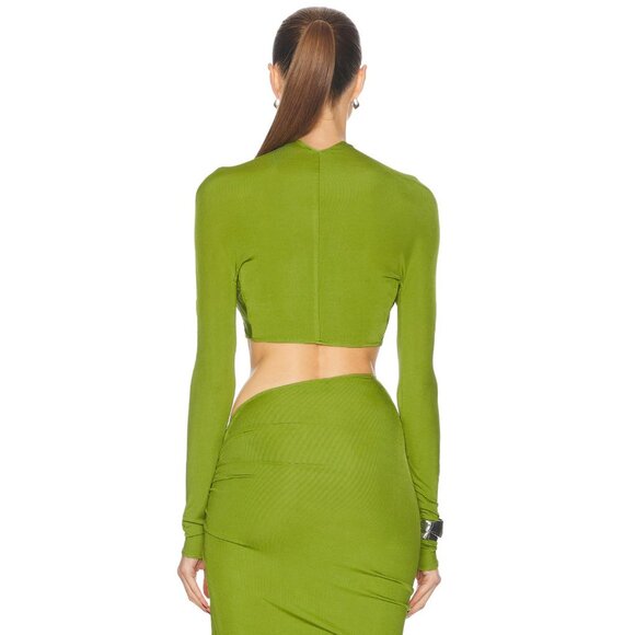 Atlein V-Neck Cropped Top in Lime Green - Picture 3 of 4